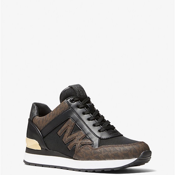 New Michael Kors Brown/Black Maddy Logo Trainer - Picture 1 of 3